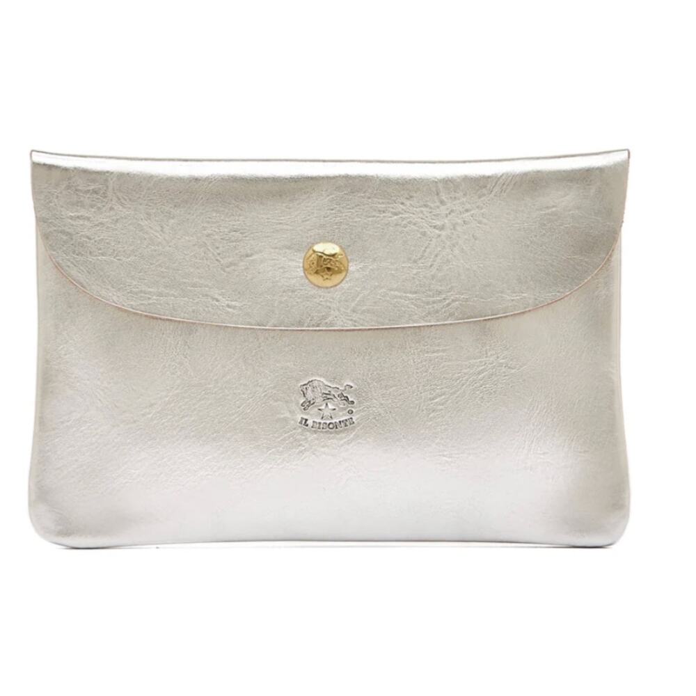 Il Bisonte Metallic Silver Leather Pouch/Case